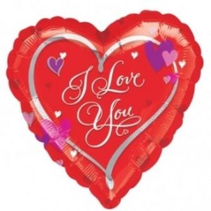 I Love You Script Heart Balloon